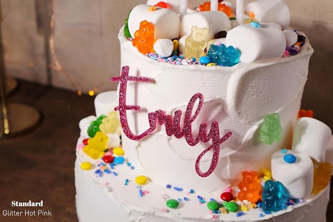 Custom Cake Name Sign | Acrylic Cake Name Plaque | Personalized Cake Name Plate Plaque | Cake Letters | Cake Decoration for Birthday BabyShower Wedding