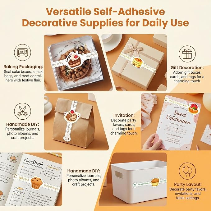 100 Pcs Food Baking Stickers Decorative Packaging Self Adhesive Sealing Labels Cookies Cakes Bakery Stickers Tamper Evident Seals Stickers Labels Tag