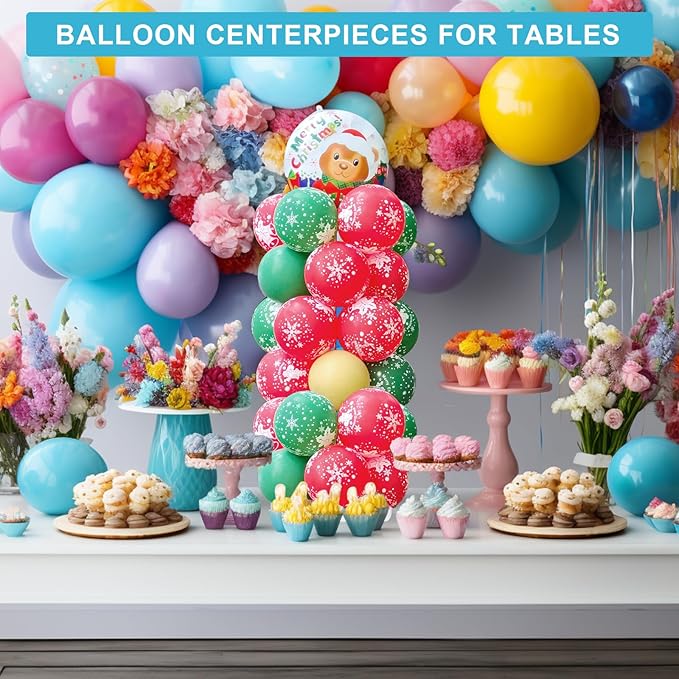 2 Set Balloon Column Stand Kit for Floor, VETOGETHER 2024 Updated Balloon Tower Stand Kit with Base, Adjustable Metal Balloon Stand Kit for Party Decoration