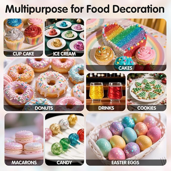 Edible Rainbow Glitter for Drinks,10g Food Grade Iridescent Pink Sprinkles Cake Decorating Supplies,Edible Luster Dust for Cocktail Beverages,Food Coloring Shimmer Powder for Baking,Cake Cupcakes Cookies Drinks Candy Strawberries Easter Mother's Birthd...