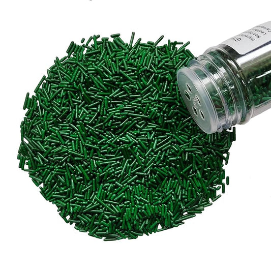 Homankit Green Jimmies Sprinkles Edible White Sprinkle Candy Soft Jimmies Toppings for Ice Cream, Cupcake, Cake, Cookie, Dessert Decorating 2.75 Ounces