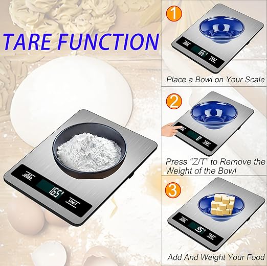 Digital Kitchen Scale, 33lb/15kg High Capacity Weight Grams and Ounces for Baking Cooking and Meal Prep, 1g/0.05oz Precise, 6 Units with Tare Function, USB Rechargeable (B Style)