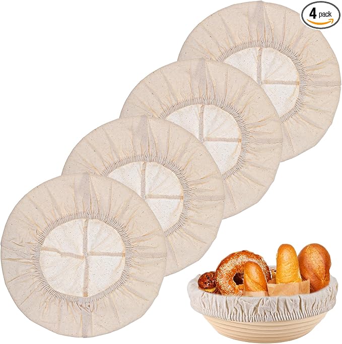 4 Pcs Sourdough Proofing Basket Liners, 10 Inch Reusable Basket Covers, Easy to Clean Proofing Baskets Liner for Bread, Dough Baking, Homemade Breads, Kitchen