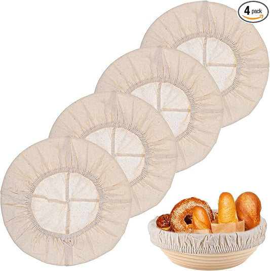 4 Pcs Sourdough Proofing Basket Liners, 10 Inch Reusable Basket Covers, Easy to Clean Proofing Baskets Liner for Bread, Dough Baking, Homemade Breads, Kitchen