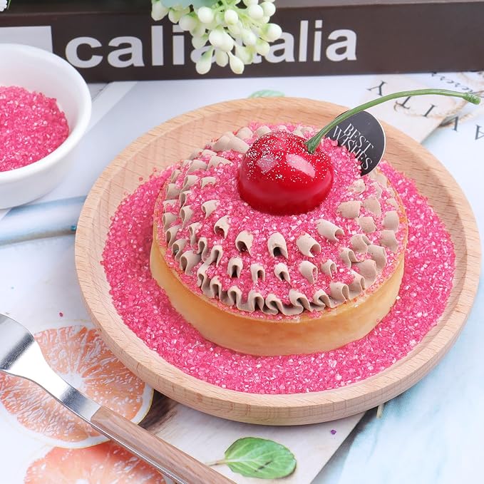 Pink Sprinkles Sanding Sugar for Baking, 6.35oz/180g Edible Sparkling Sugar Crystal, Decorating Sugar Sprinkles for Cakes Cupcakes Cookies Ice Cream