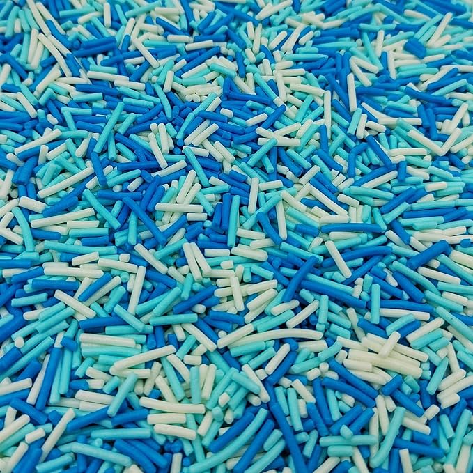 Jimmies Sprinkles, Edible Jimmy Sprinkles, Blue White Crunchy Jimmies Mix for Cake Decorating, Edible Cookie Cupcake Decorations for Frozen Winter Baking and Holiday Party Treats