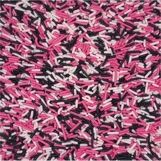 NCS Pink, Black & White Jimmies Edible Sprinkles – Cupcake, Cake & Cookie Decorations, 7 oz