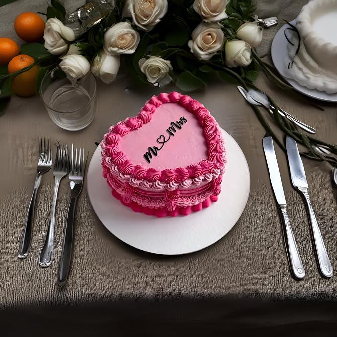 Mr and Mrs Cake Topper – Acrylic Wedding Cake Topper for Bride and Groom, Engagement, Bridal Shower or Just Married Decorations, Elegant Mr & Mrs Sign for Cake (black)