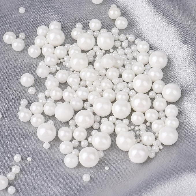 White and Gold Pearl Sprinkles for Cake Decorating(2-Pack), 4 Sizes Sugar 9.2oz, Cupcake, Ice Cream, Donuts, Macaron Toppings Supplies (2mm, 4mm, 7mm, 1cm)