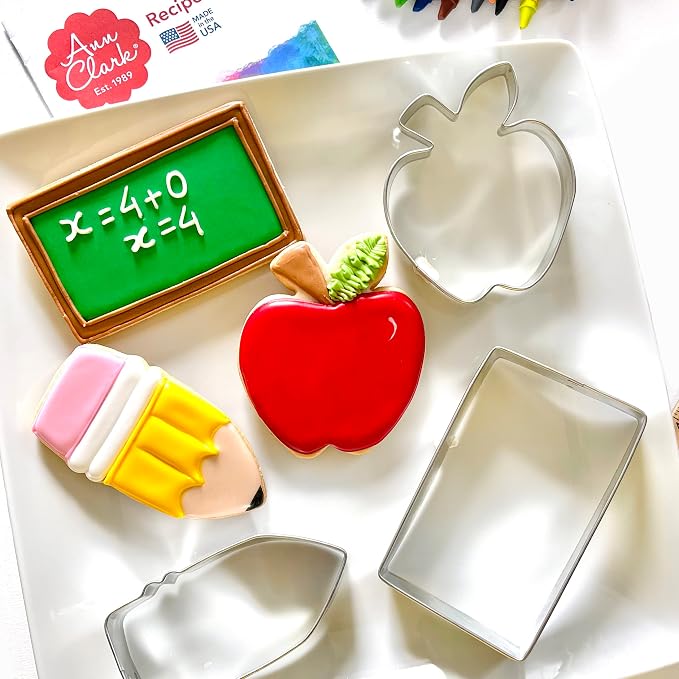 Ann Clark Back to School & Teacher Appreciation Cookie Cutters 3-Pc. Set (Apple, Pencil, Notebook) Made in USA