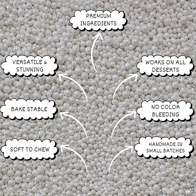 Confect Pearl White Cake Sprinkles – Confect Love Disco Balls Mashup Edible Sprinkles for Cupcakes, Cakes & Cookies – Elegant White Sugar Pearls & Decorative Toppings | Vegan, Gluten-Free, Nut-Free, Soy-Free, Dairy-Free, Palm Oil-Free- 4.2 Oz