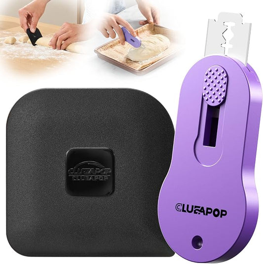 CLUEAPOP Bread Lame Sourdough Scoring Tool Set, Magnetic Bread Scoring Tool with 5 Retractable Blades & Pan Scraper, Push-Pull Safety Design, Sourdough Scorer Tool for Dough Baking