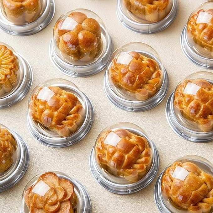 EchoDone 50 Set Clear Plastic Mini Cupcake Boxes Single Container Box | Muffin Pod Dome Muffin Single Container Box for Wedding Birthday Gifts Boxes Supplies (Silver)