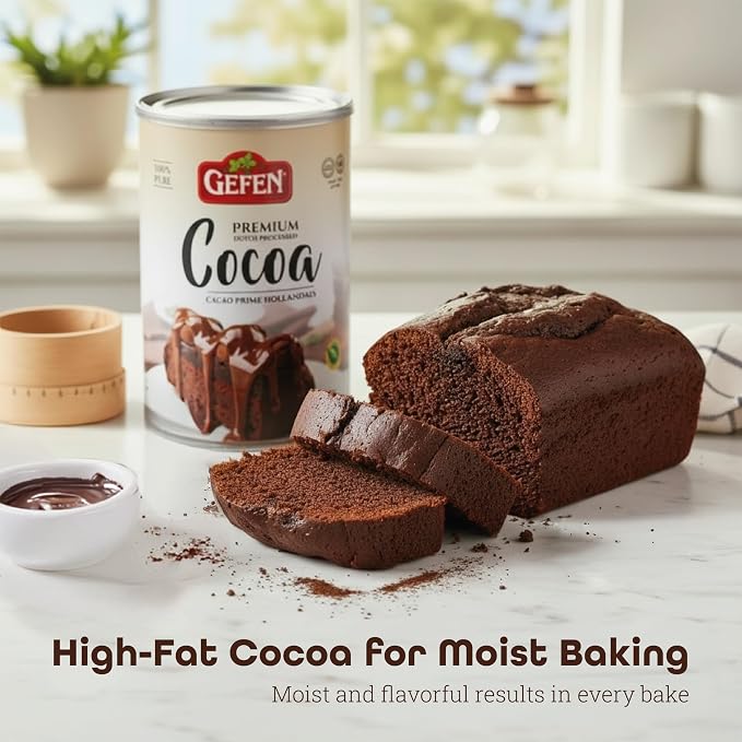 Gefen 100% Pure Premium Dutch Processed Cocoa Powder, 16oz (2 Pack) | High-Fat (20%) Alkalized for Moist Baking & Rich Dark Color | Unsweetened Baking Cocoa | Kosher for Passover & Year-Round