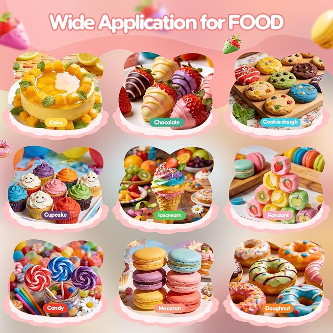 Oil Based Food Coloring for Chocolate – 10 Colors Oil Soluble Gel Food Dye Edible Chocolate Coloring for Candy Melts Buttercream Fondant & Baking Highly Concentrated Food Grade 0.35 Fl. Oz/Bottles