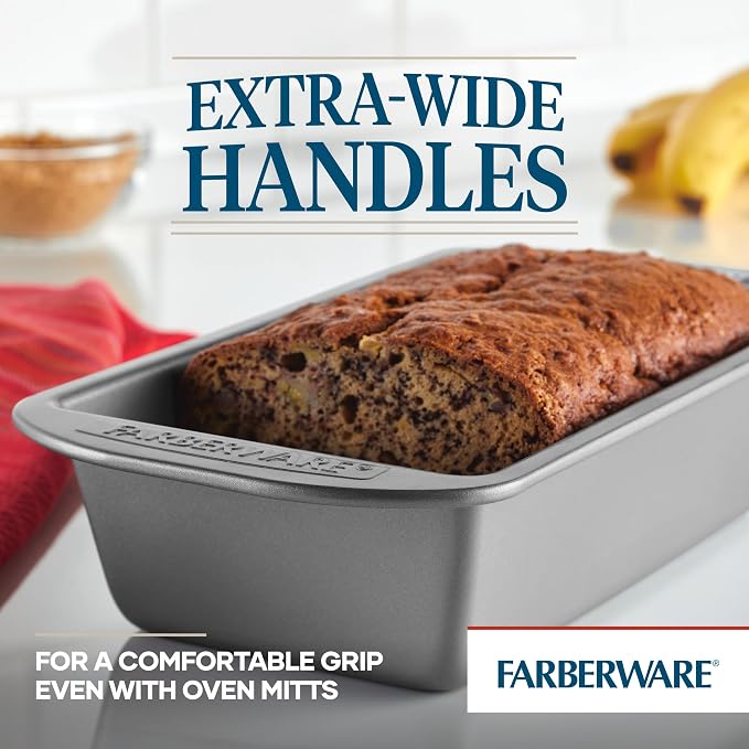 Farberware Nonstick Bakeware Bread Pan and Meat Loaf Pan Set, 2-Piece, Gray