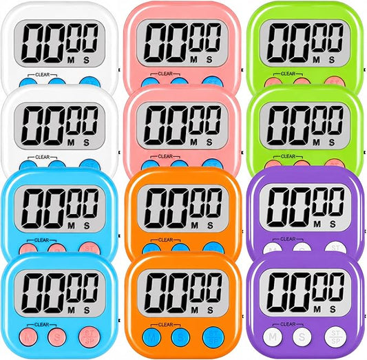 ZILLEEN Classroom Timers for Kids Classroom Magnetic Digital Kitchen Timers for Cooking Teachers Gym Game 12 pcs