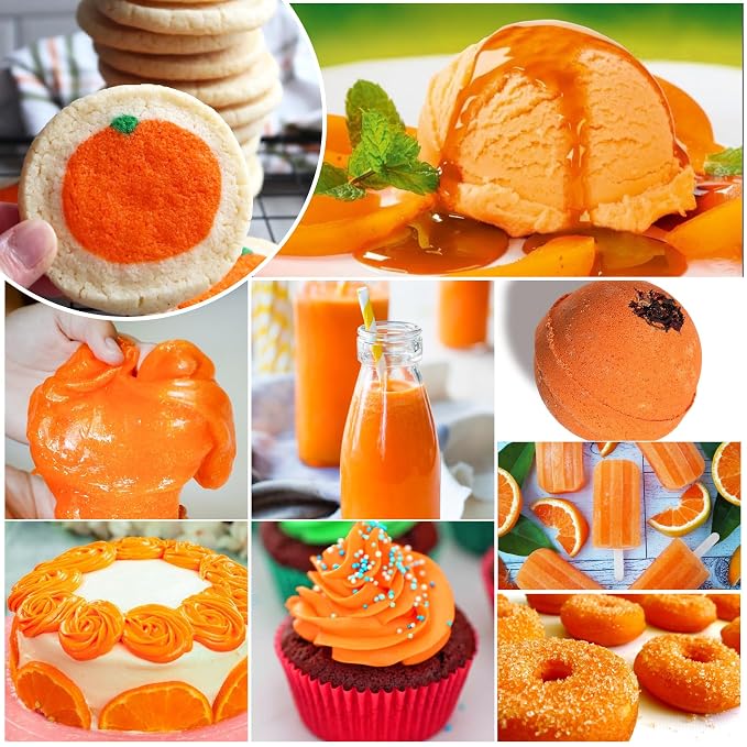 Food Coloring - Vivid Food Coloring for Baking, Cake Decorating, Cookie, Fondant, Macaron - Liquid Tasteless Food Color Dye for Airbrush, DIY Slime Making and Crafts - 6 fl.oz / 160ml (Orange)