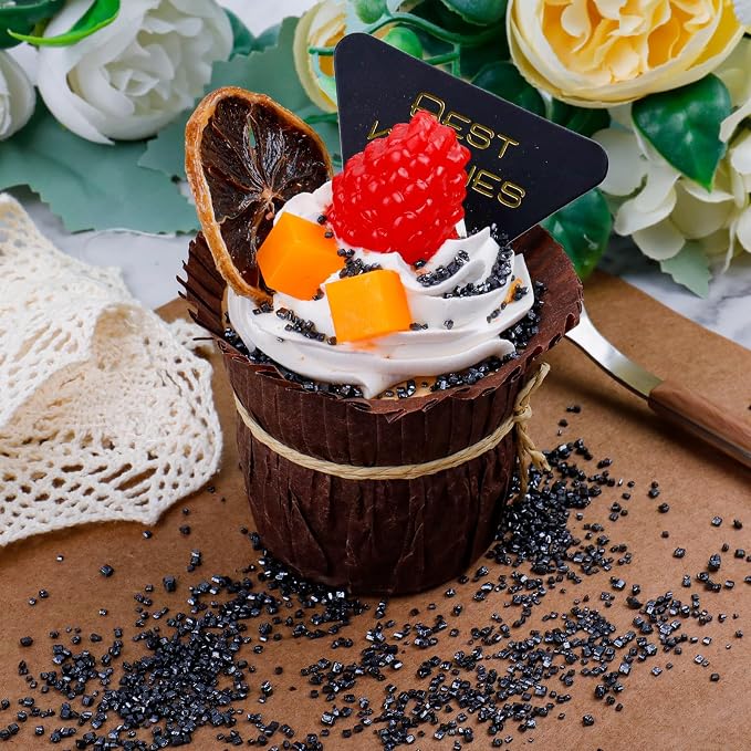 Black Sanding Sugar - Sparkling Sugar Crystals for Baking Decorations (130g/4.6oz) - Edible on Cookies, Cupcakes, Cakes, Ice Cream | Wedding, Party, Valentines Sugar Sprinkles