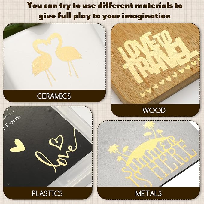 Chinco 10 Sheets Scrapbook Stickers 400+ Pcs Gold Love Stickers Foil Transfer Scrapbooking Supplies for Anniversary