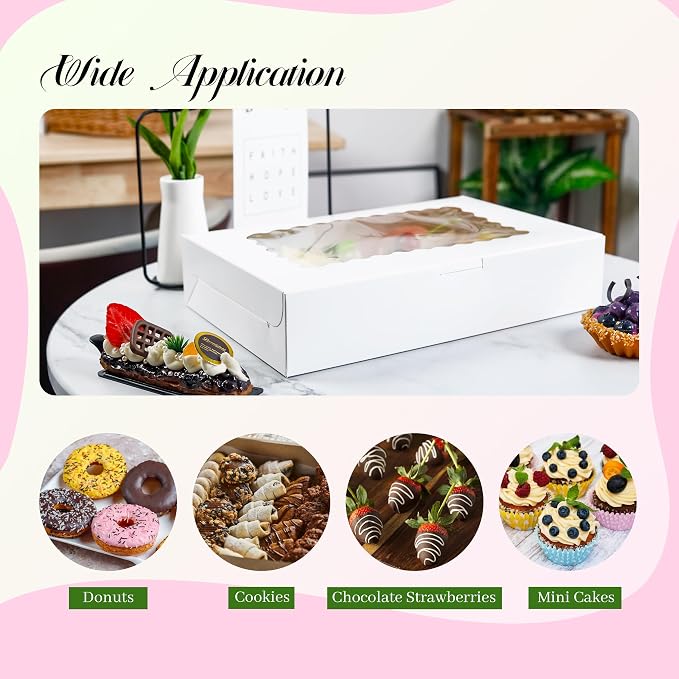 NPLUX 30 Pack 12x8 Cookie Boxes with Window for Busy Bakeries | Thirty boxes give busy bakers enough packaging for several batches, with fewer last-minute trips for more boxes.