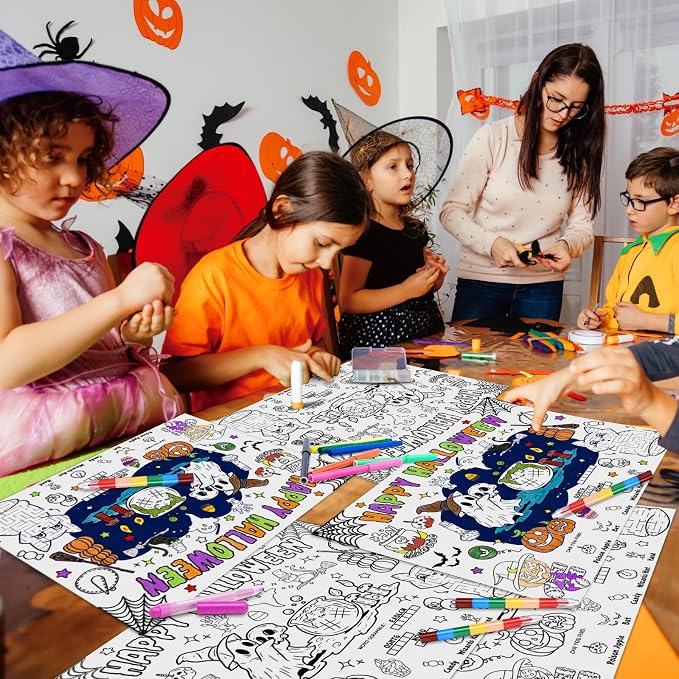 45 pcs Halloween Coloring Placemats Halloween Crafts for Kids Ghost Disposable Placemats Coloring Activity Party Favors Supplies Decorations School Party
