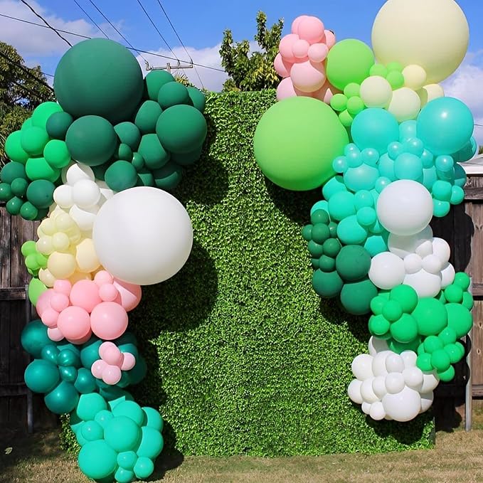 Voircoloria 90pack Green Balloons Different Size 18/12/10/5 Inch Green Balloon Garland Arch Kit for Graduation, St. Patrick's Day, Dinosaur, Jungle, Forest, Wedding, Birthday, Christmas Decorations