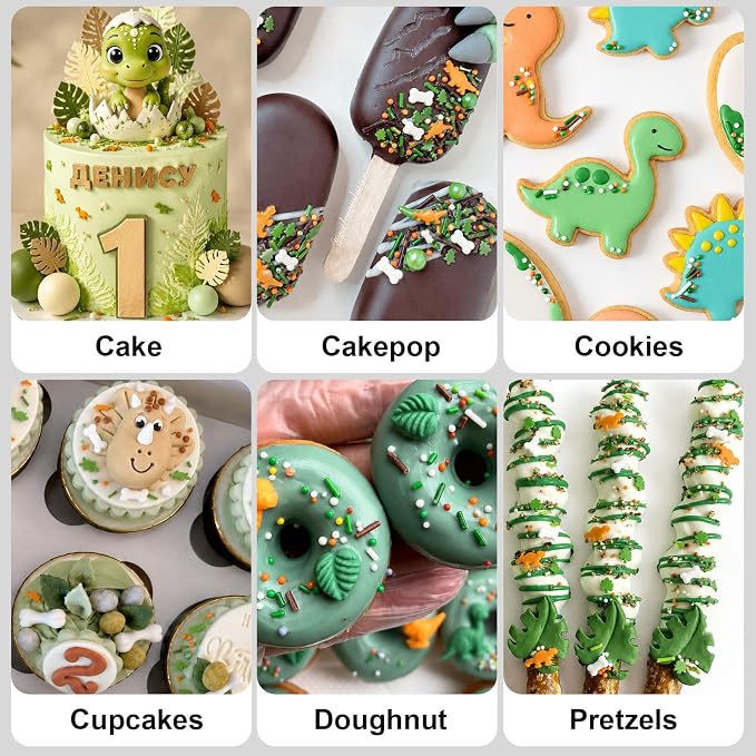 HUEBEATY Dinosaur Sprinkles with Bone, Jungle Cake Birthday Sprinkles, 180g | Dinosaur Confetti, Tree Confetti, Bone Sprinkles, Jungle Party Sprinkles for Birthday Cakes, Cupcakes, Cookies Decorating