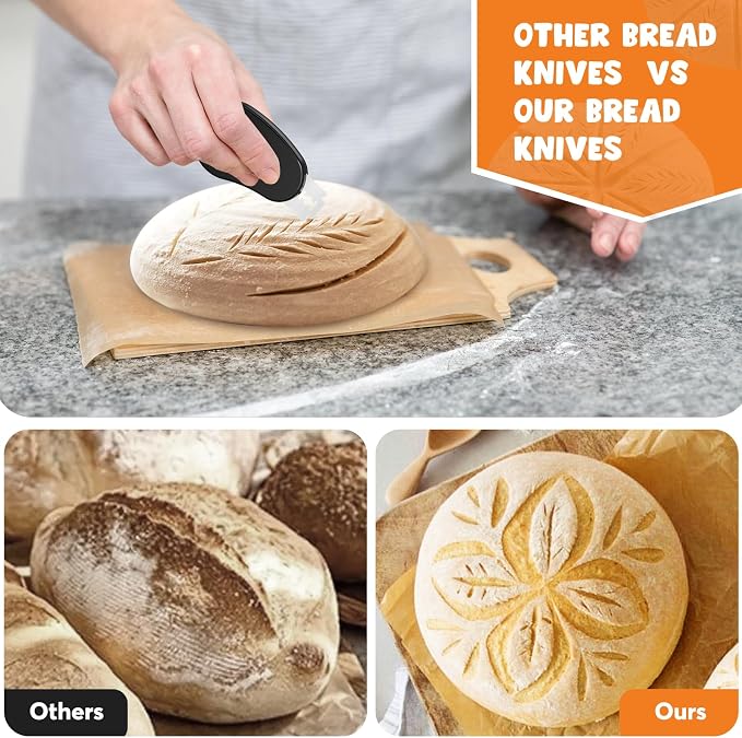 NeoRov Extractable & Magnetic Bread Lame Dough Scoring Tool - Professional Sourdough Scoring Tool - Sourdough Bread Baking & Bread Scoring Tool - Scoring Patterns booklet & 5 Razor Blades (Black)