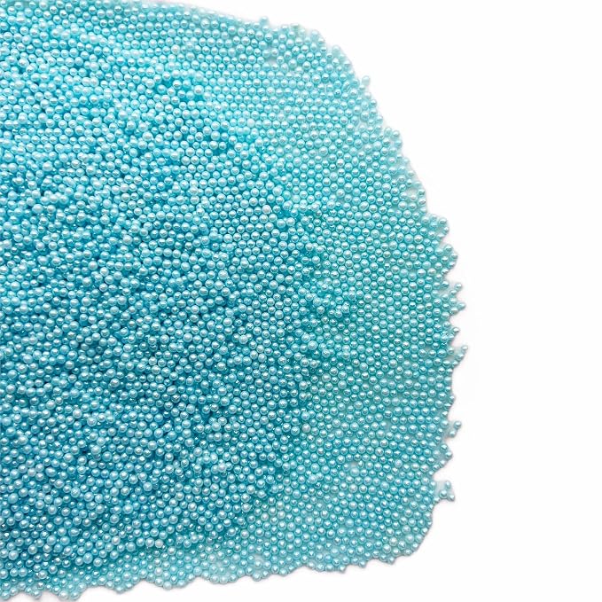 SE Si&Moos Nonpareil Sprinkles, 2mm Light Blue Mini Edible Pearls Baby Blue Sprinkles for Cake Decorating Halloween Cookie Decorations Wedding Baby Shower Party Christmas Holiday Supplies 3.5 OZ
