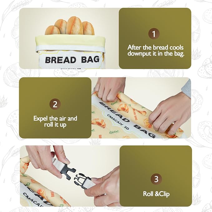 2-Pack Beeswax Bread Bag,17"×13"Reusable Organic Bread Bags for Homemade Bread Sourdough,Linen Outer Lining and Pure Cotton Beewax Inner Lining Moisture-proof &Fresh-Preserving Bags Keeps Fresh Longer