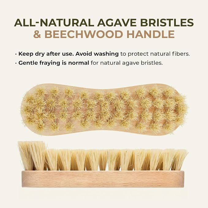 Bulka Banneton Natural Cleaning Brush for Wood Pulp Sourdough Proofing Baskets - Ergomonic Beechwood Handle & Agave Bristles, Medium Firmness Long & Short Bristles for Efficient Cleaning