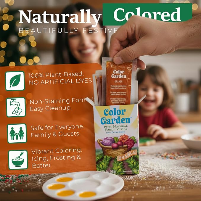 Color Garden Pure Natural Food Coloring, Orange – 5 ct 1 oz | Plant-Based, Vegan, Non-Toxic Liquid Food Dye, Healthy Food Coloring