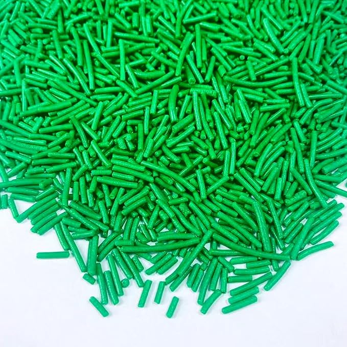 Sentovac Green Jimmies Sprinkles Edible for Cake Decorating Green Sprinkles Sugar Candy Cookie Cupcake Topper Ice Cream Baking Decorations Wedding Halloween Christmas Supplies 3.53oz