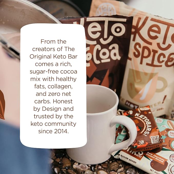 Healthy Cocoa Mix, Delicious Sugar Free Low Cal Hot Chocolate and Coffee Flavoring Powder, Mocha Additive, Gluten Free Diet Drinks, Non-GMO Ingredients, Nut Free Collagen Fiber Blend