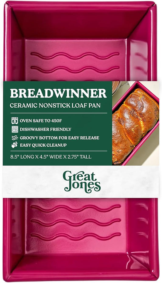 Great Jones Breadwinner (Raspberry) | Nonstick Loaf Pan for Bread, Cakes & More | Aluminized Steel with Easy Release Coating | Oven-Safe to 450°F | Even Heat Distribution | Dishwasher-Friendly