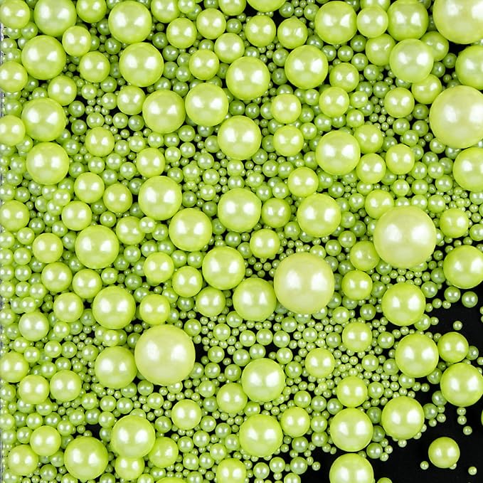 Green Sprinkles for Cake Decorating, 130g/4.6oz Edible Light Green Pearl Sprinkles Mix, Sugar Candy Pearls for Baking, Cookie Decorations and Cupcake Toppings, Wedding Party Supplies