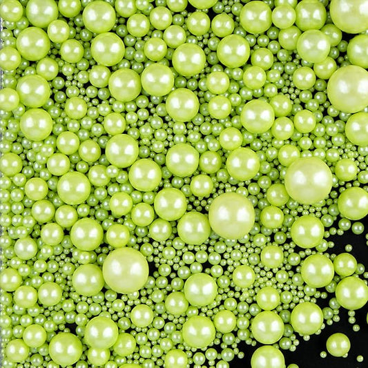 Green Sprinkles for Cake Decorating, 130g/4.6oz Edible Light Green Pearl Sprinkles Mix, Sugar Candy Pearls for Baking, Cookie Decorations and Cupcake Toppings, Wedding Party Supplies