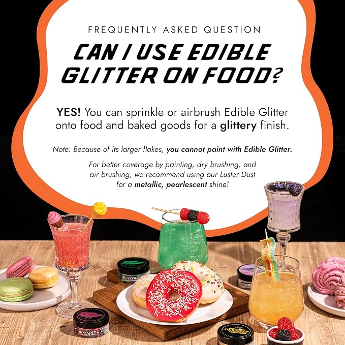 MONÉGASQUE Orange Edible Glitter for Drinks 10g – Edible Glitter for Cakes & Cocktails – Orange Cupcakes & Cake Decorations Spray Sprinkles – Drink Shimmer Powder for Cocktail Sparkles