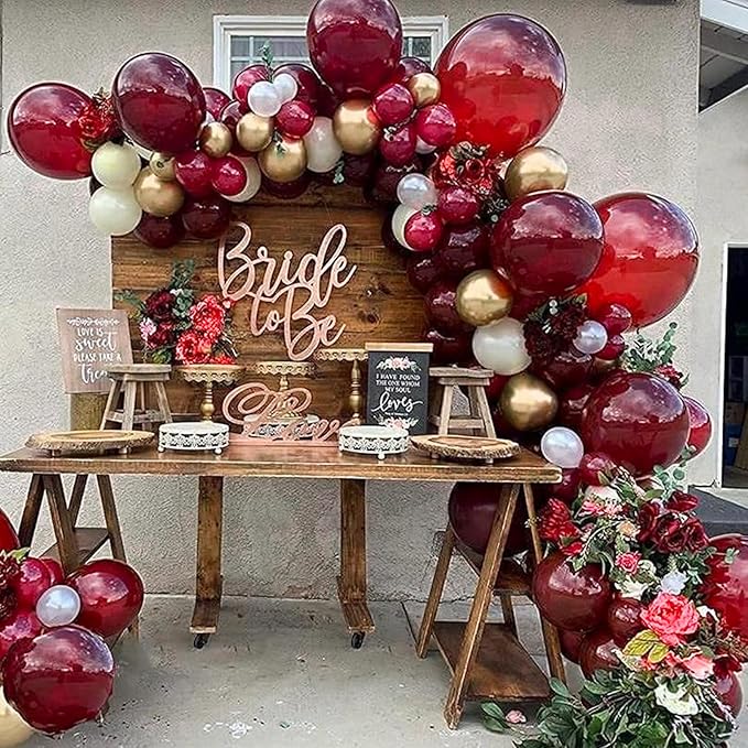 PartyWoo Burgundy Balloons 100 pcs Different Sizes of 18 12 10 5 Inch Dark Chestnut Red Maroon Balloon Arch Kit Garland for Birthday Graduation Anniversary Cherry Casino Party Decorations Red-Y62
