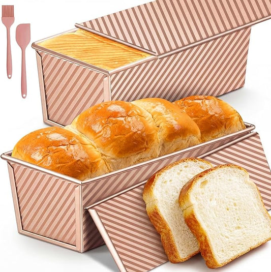 Pullman Loaf Pan with Lid: 2.2lb Dough Capacity Carbon Steel Nonstick Bread Pan for Oven Baking - for Homemade Sourdough and Sandwich Bread - Essential for Home Bakers Family Kitchen (1 Pack)