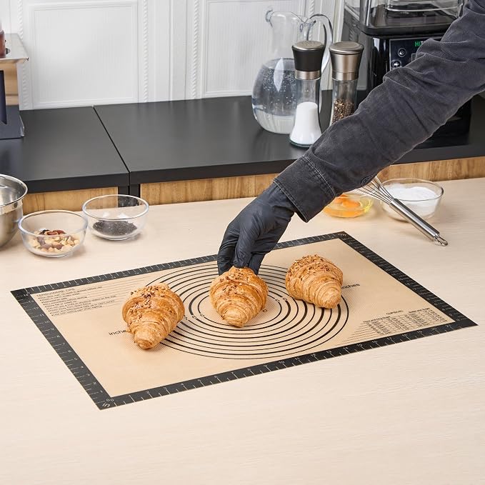 Restaurantware Silicone Baking Mat - 1 Case - 23.6 x 15.7 Inches - Non-Stick Pastry Mat for Dough Rolling - Heat-Resistant, Durable, Anti-Slip Liner - Black