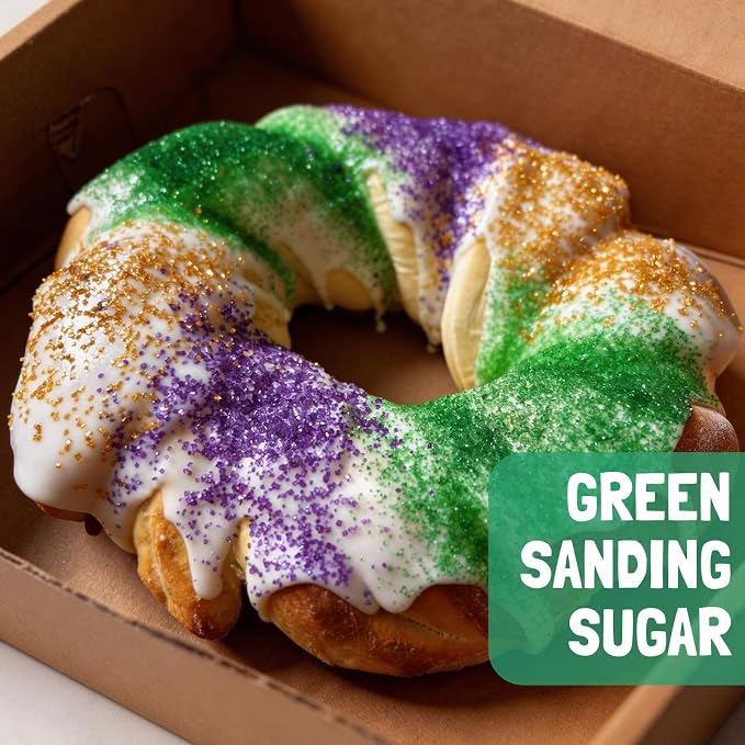 Green Sanding Sugar | Deep Green Sprinkles | Edible Coarse Sugar Crystals | For Baking Dessert Decorating, Cake, Cupcake, Cookie, Ice Cream | Christmas St Patrick's Day Holiday Party | 4.6 Ounces