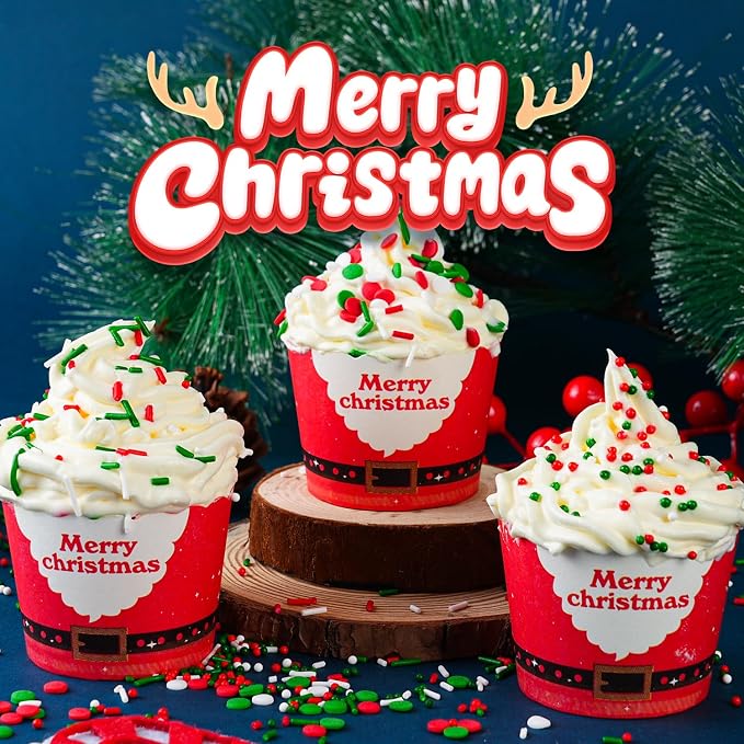 Christmas Sprinkles Mix 4 Cell Holiday Assortment 6.5 oz Edible Red Green White Jimmies, Nonpareils, Christmas Tree Confetti & Sanding Sugar for Cakes Decorating Xmas Cookies, Cupcakes & Holiday Desserts