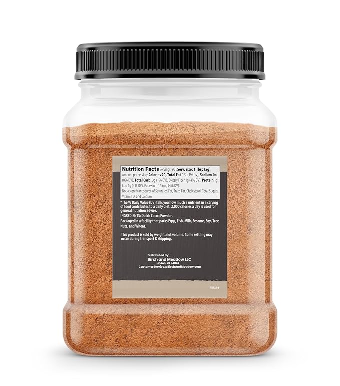 Birch & Meadow 1 lb of Dutch Cocoa Powder, Cookies & Cakes, Chocolate Flavor