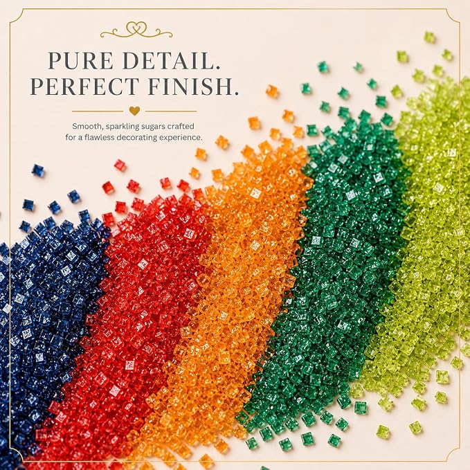 Confect-Twilight Rainforest Sparkling Sugar Sprinkle Mix – 5-Pack Assorted Edible Sugar Crystals in Midnight Blue, Deep Red, Bright Orange, Green & Parrot Green – Baking Decorations for Cakes, Cupcakes & Cookies –Vegan, Gluten-Free, Nut-Free, Soy-Free,...