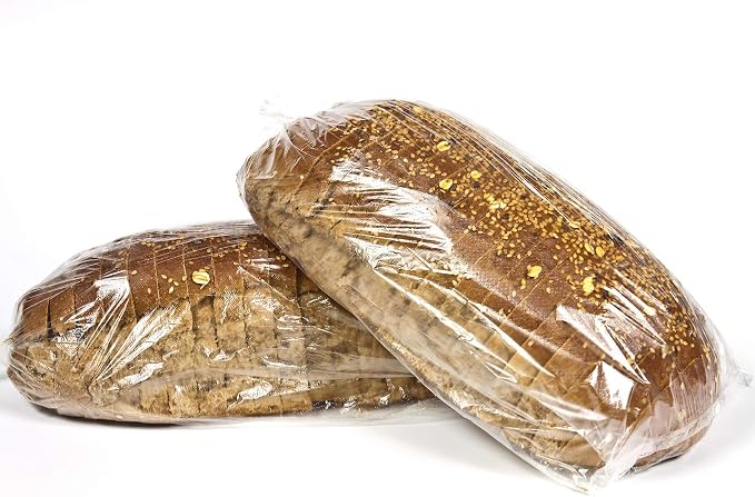 Small Bread Poly Bags,100 Pcs 14x3x5 Inches Bread Loaf Packing Bags with 100 Twist Ties,Clear Thick Gusseted Grocery Bakery Bag (Small-5x3x14)