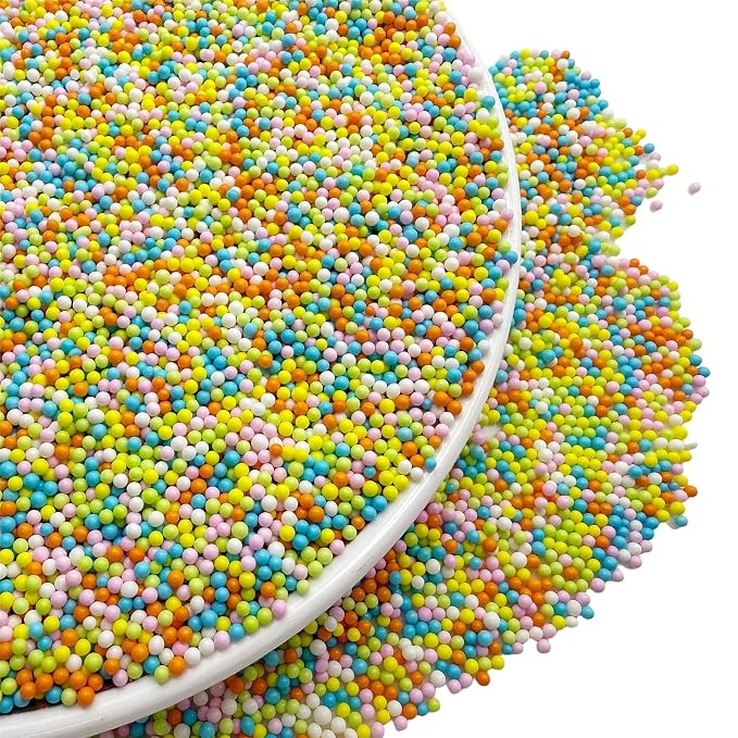 SE Si&Moos Nonpareil Sprinkles, 2mm Pastel Mini Edible Pearls Easter Sprinkles for Cake Decorating Easter Cookie Decorations Wedding Baby Shower Party Christmas Holiday Supplies 3.5 OZ