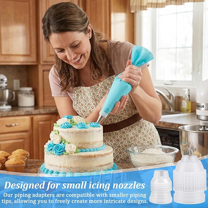6 Pcs Couplers for Piping Bags - Two Sizes Piping Bags Couplers - White Pastry Bag Coupler for Icing Nozzles cake tip coupler Decorating