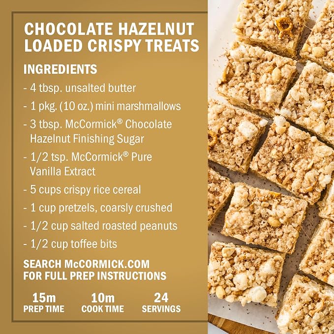 McCormick Finishing Sugar, Chocolate Hazelnut, Limited Edition, Rich Cocoa and Roasted Hazelnut Notes, For Cookies, Ice Cream, Dessert, Beverages, and More, 3.61 oz (Pack of 2)